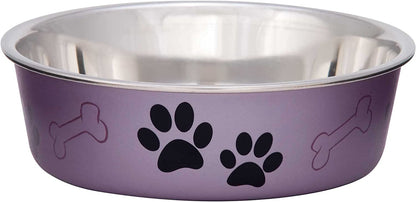 Loving Pets - Bella Bowls - Dog Food Water Bowl No Tip Stainless Steel Pet Bowl No Skid Spill Proof (Medium, Grape Purple)