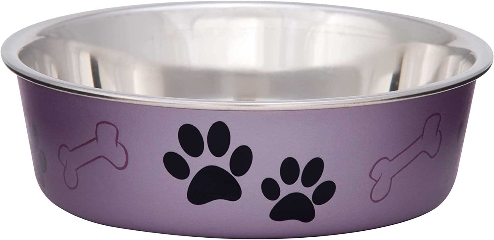 Loving Pets - Bella Bowls - Dog Food Water Bowl No Tip Stainless Steel Pet Bowl No Skid Spill Proof (Large, Grape Purple)