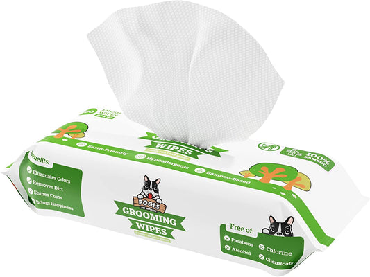 Pogi'S Dog Grooming Wipes - 100 Dog Wipes for Cleaning and Deodorizing - Plant-Based, Hypoallergenic Pet Wipes for Dogs, Puppy Wipes - Quick Bath Dog Wipes for Paws, Butt, & Body - Green Tea Scented