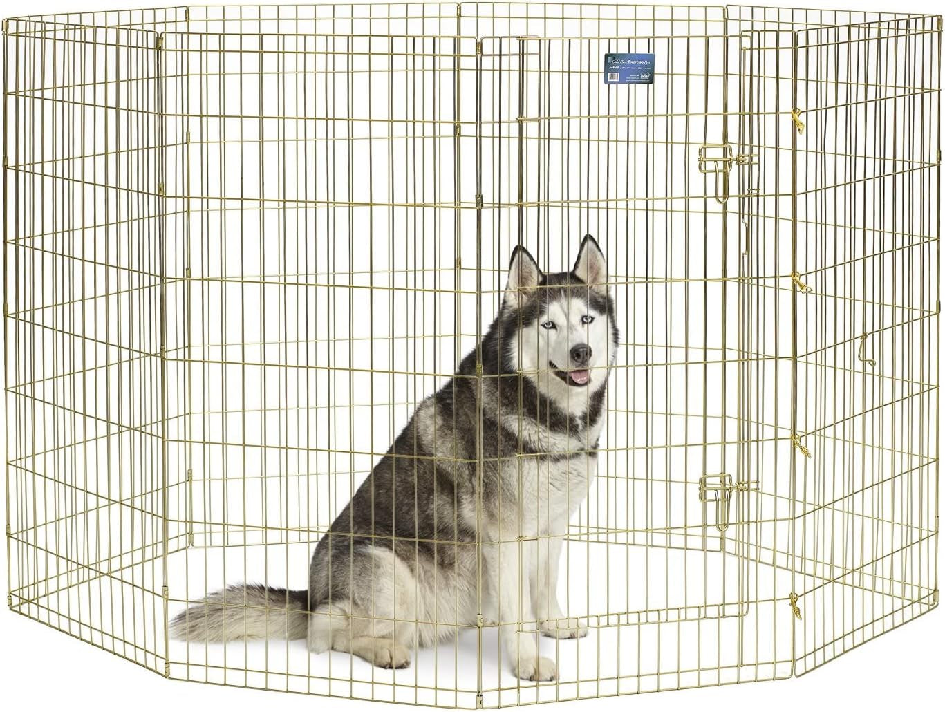 Midwest Homes for Pets Foldable Metal Dog Exercise Pen / Pet Playpen, Gold Zinc W/ Door, 24'W X 48'H