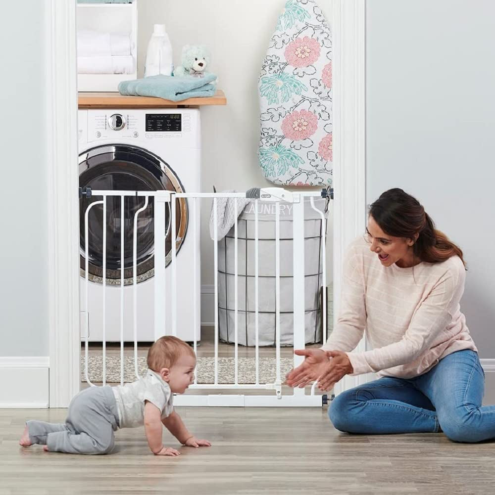 Regalo 56-Inch Extra Widespan Walk through Baby Gate, Includes 4-Inch, 8-Inch and 12-Inch Extension, 8 Piece Set - 4 Pack of Pressure Mounts and 4 Pack of Wall Cups and Mounting Kit, White