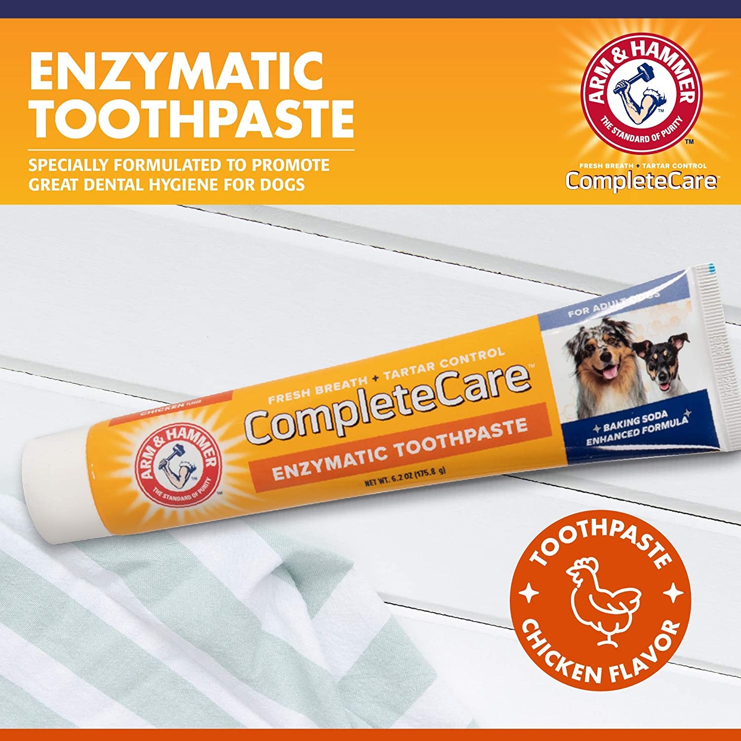 Arm & Hammer Complete Care Enzymatic Dog Toothpaste, 6.2 Oz - Dog Toothpaste for Puppies and Adult Dogs, Arm and Hammer Toothpaste for Dogs - Pet Toothpaste, Dog Dental Care and Clean Dog Teeth