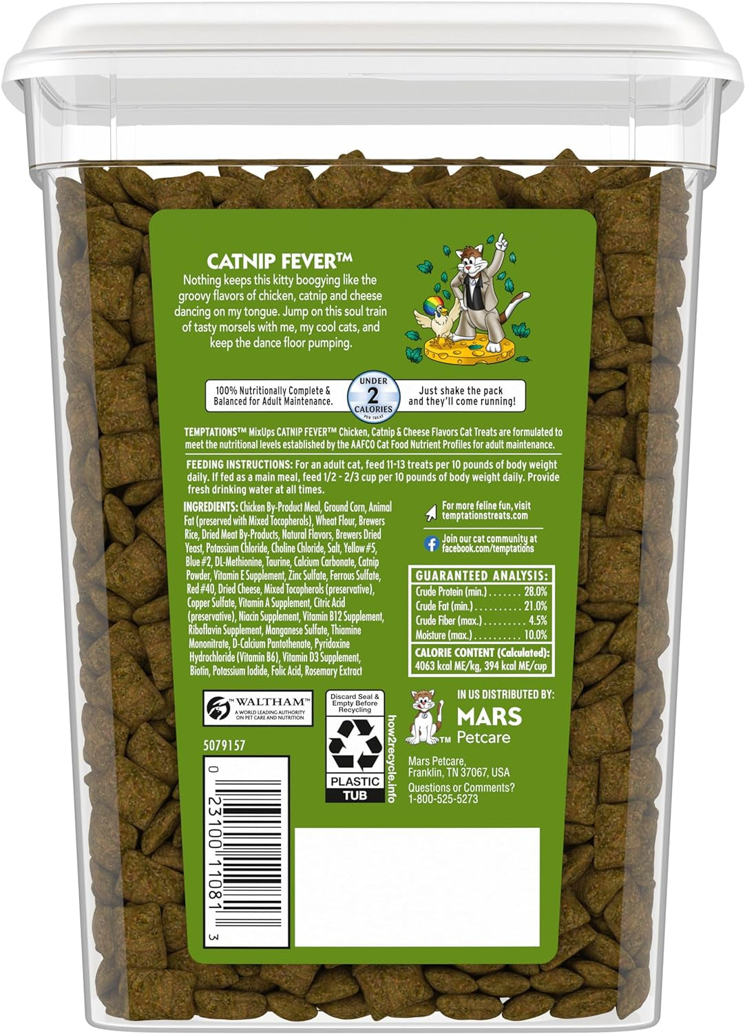 TEMPTATIONS Mixups Crunchy and Soft Cat Treats, Catnip Fever Flavor, (12) 3 Oz. Pouches