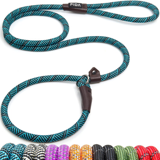 Fida Durable Slip Lead Dog Leash, 6 FT X 1/2" Heavy Duty Loop Comfortable Strong Rope Leash for Large, Medium Dogs, No Pull Pet Training with Highly Reflective, Blue