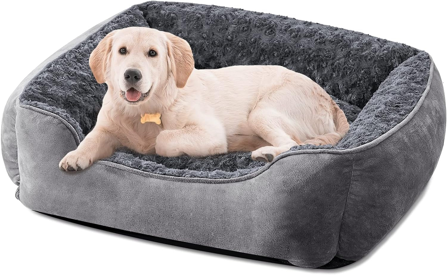 JOEJOY Rectangle Dog Bed for Large Medium Small Dogs Machine Washable Sleeping Dog Sofa Bed Non-Slip Bottom Breathable Soft Puppy Bed Durable Orthopedic Calming Pet Cuddler, Multiple Size, Grey