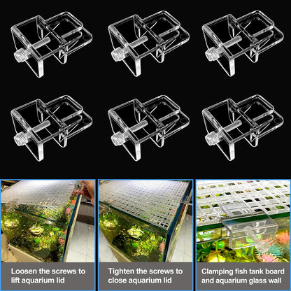 6 pcs Aquarium lid Clips Rimless Aquarium Fish Tank top Cover lid Hood Support Holder Glass Aquarium Acrylic Fish Tank top Clip