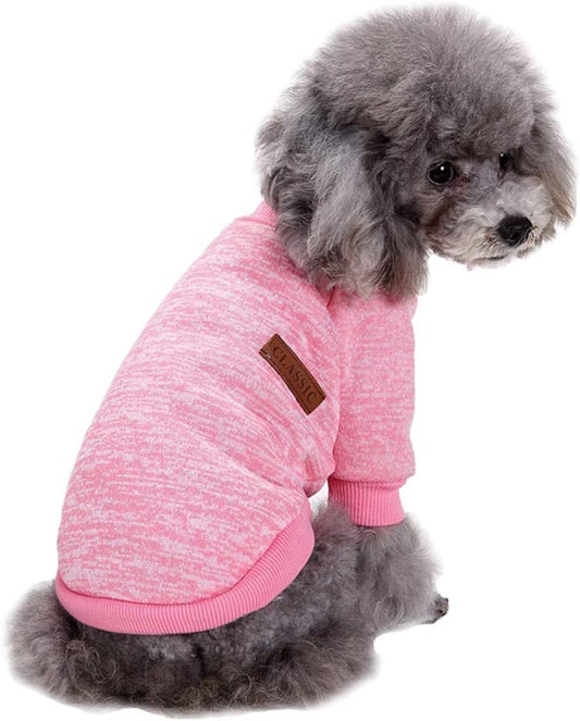 Jecikelon Pet Dog Clothes Soft Thickening Warm Shirt Winter Puppy Sweater for Dogs (Pink, S)