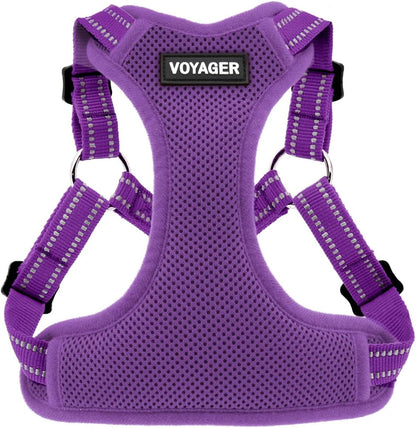 Best Pet Supplies Voyager Adjustable Dog Harness with Reflective Stripes for Walking, Jogging, Heavy-Duty Full Body No Pull Vest with Leash D-Ring, Breathable All-Weather - Harness (Purple), L