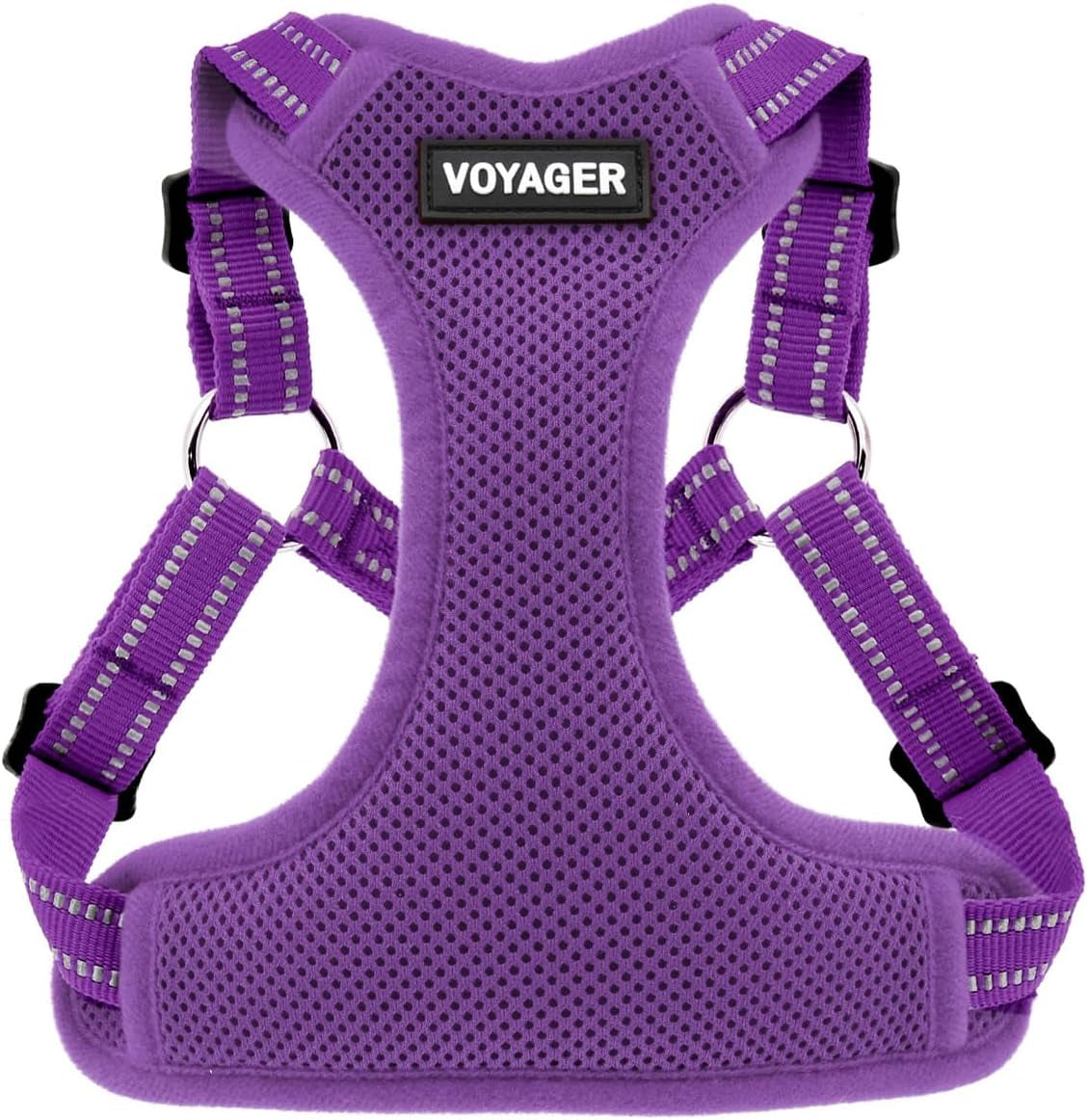 Best Pet Supplies Voyager Adjustable Dog Harness with Reflective Stripes for Walking, Jogging, Heavy-Duty Full Body No Pull Vest with Leash D-Ring, Breathable All-Weather - Harness (Purple), XS