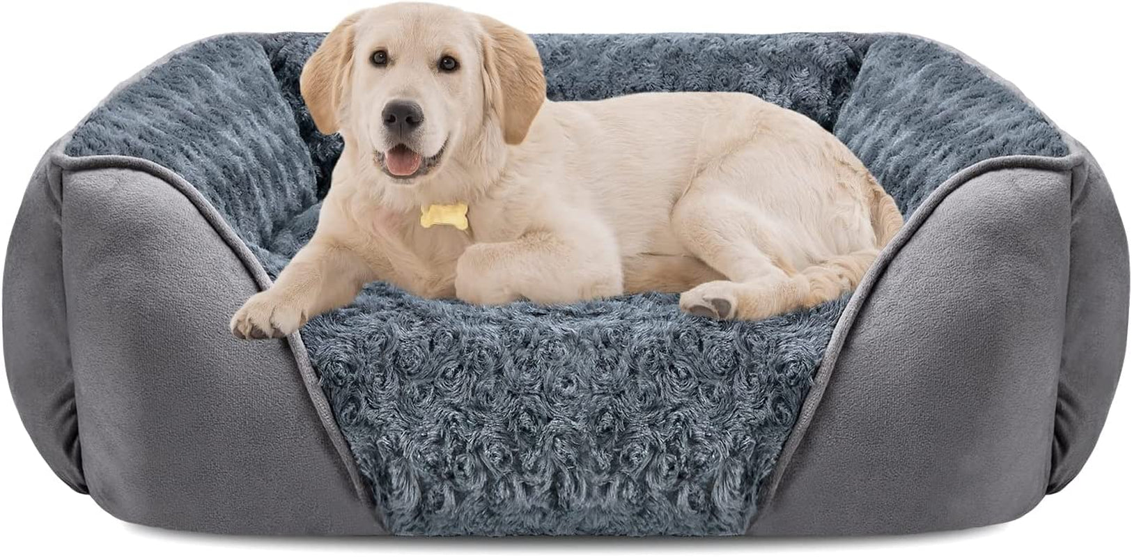 INVENHO Large Dog Bed for Large Medium Small Dogs, Rectangle Washable Dog Bed, Orthopedic Dog Bed, Soft Calming Sleeping Puppy Bed Durable Pet Cuddler with Anti-Slip Bottom L(30"X24"X9")