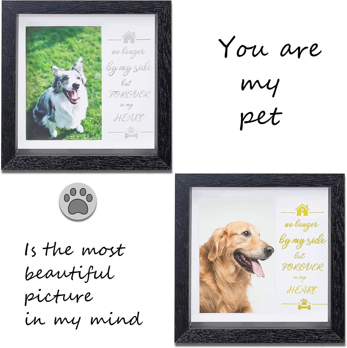 Kcrasan Pet Memorial Picture Frame - Dog Memorial Sentiment Frame for Loss of Dog Gifts - Pet Collar Frame Remembrance Sympathy Dog or Cat Tribute Keepsake(Mahogany)