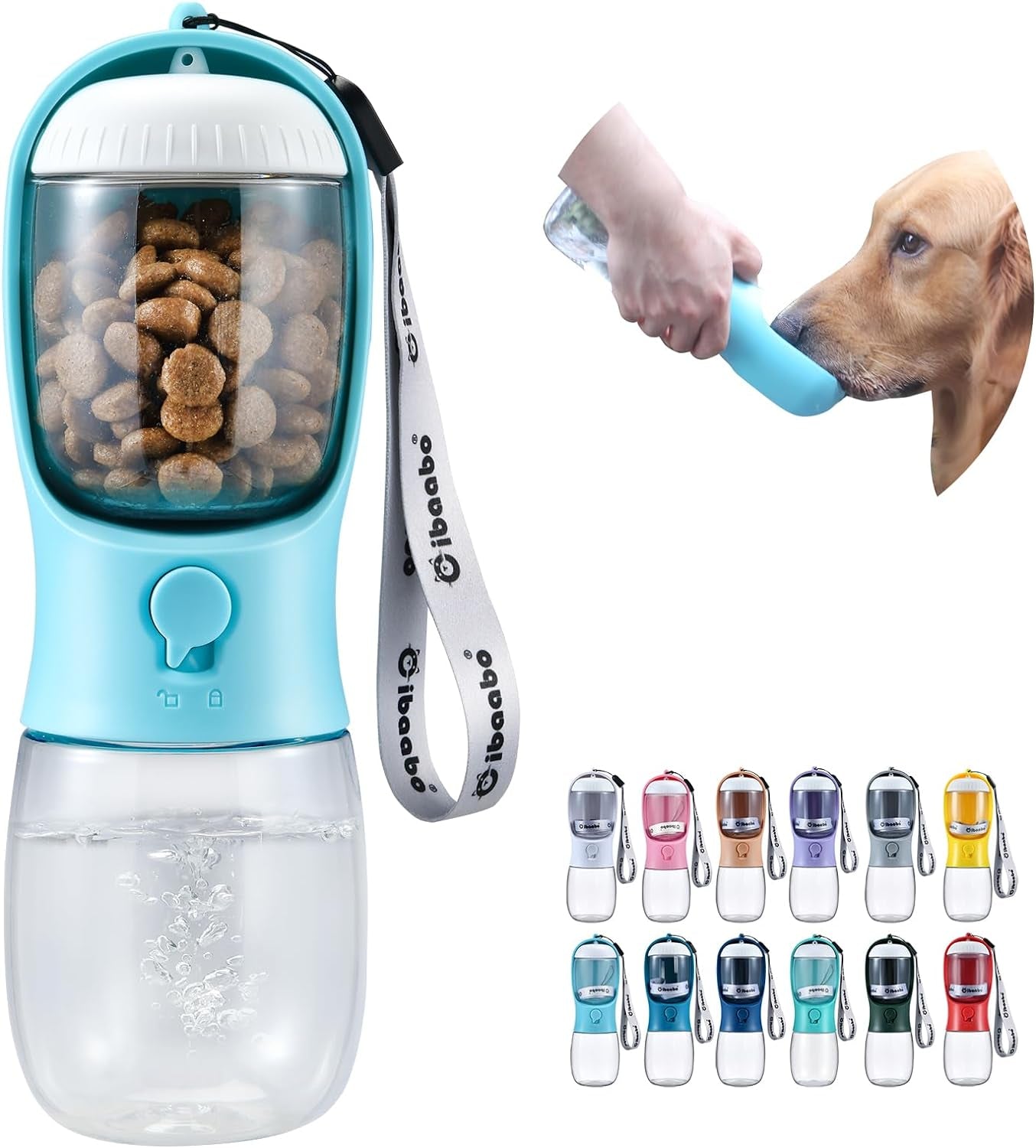 Dog Water Bottle with Food Container, Travel Puppy Water Bowl, Portable Pet Dispenser, Dog Stuff Accessories Items, Puppy Essentials Necessities for Yorkie Chihuahua Cat Walking and Hiking