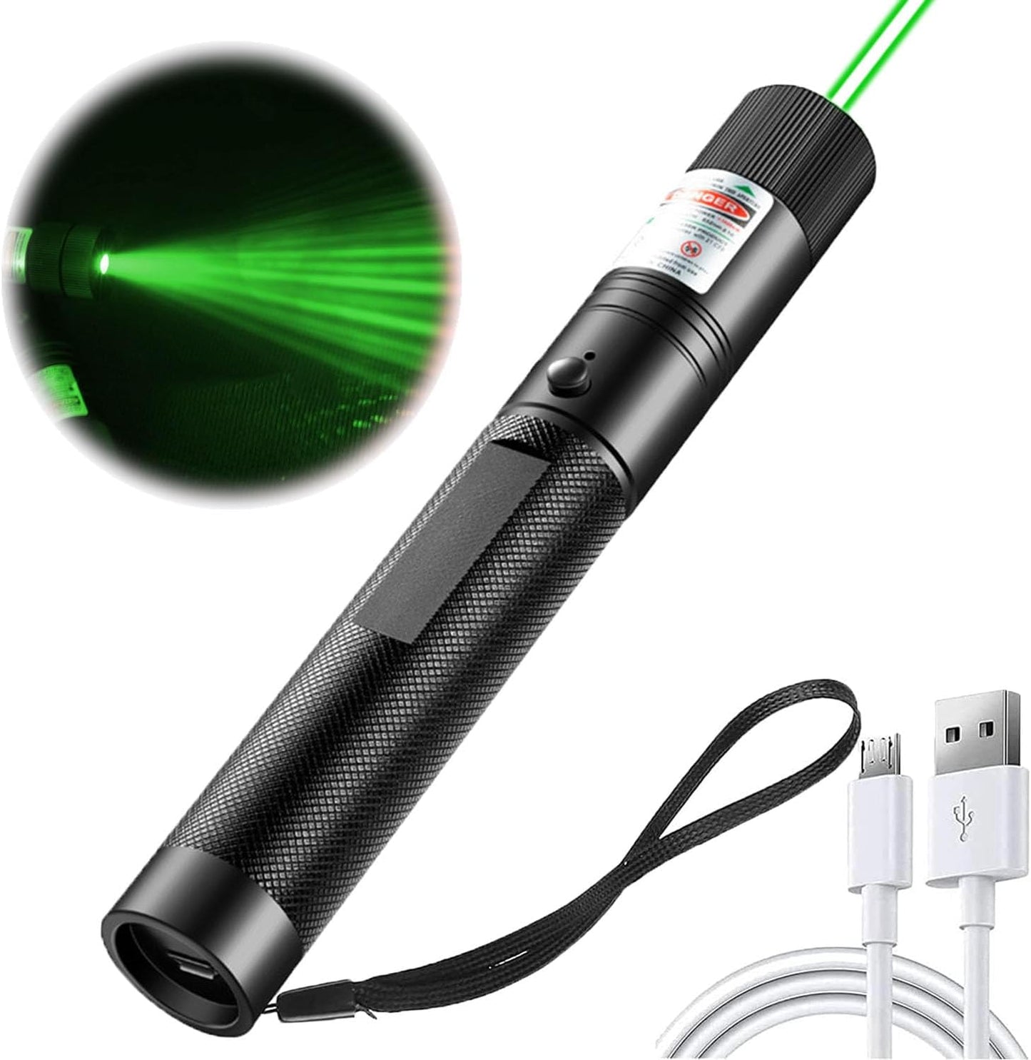 2023 Long Range Green Laser Pointer with USB Charging Cable, Laser Pointer, Laser Pointer for Indoor Meetings, Presentation, Cat Toys and Outdoor Adventures