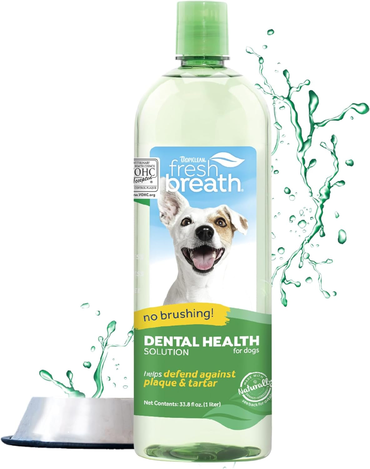 Tropiclean Fresh Breath Advanced Whitening | Dog Oral Care Water Additive | Dog Breath Freshener Additive for Dental Health | VOHC Certified | Made in the USA | 33.8 Oz.