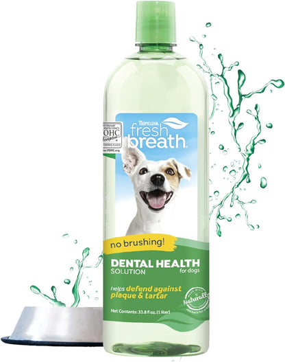 Tropiclean Fresh Breath Advanced Whitening | Dog Oral Care Water Additive | Dog Breath Freshener Additive for Dental Health | VOHC Certified | Made in the USA | 33.8 Oz.