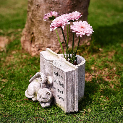 Cat Angel Memorial Stones, Sleeping Cat Grave Stone Markers Forever in Our Hearts. Cat Angel Figurine Outdoor Best for Deceased Pet Cat Polyresin, Stone Finish