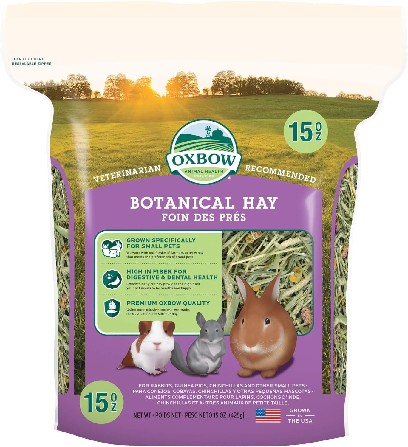 Oxbow Animal Health Oxbow Botanical Western Timothy Hay - All Natural Hay for Rabbits, Guinea Pigs, Chinchillas, Hamsters & Gerbils - 15 oz.