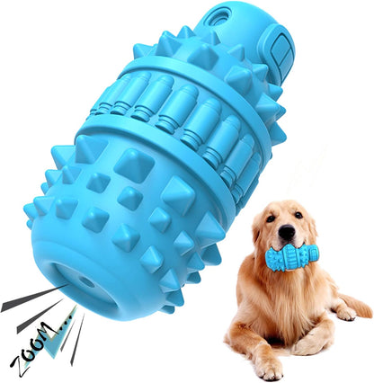 Natural Rubber Dog Toy for Large Medium Breed Aggressive Chewer Super Power Dog Chew Toys Squeaky Dog Birthday Toy Dog Toothbrush Interactive Tough Durable Dog Toys(Azure,Large)