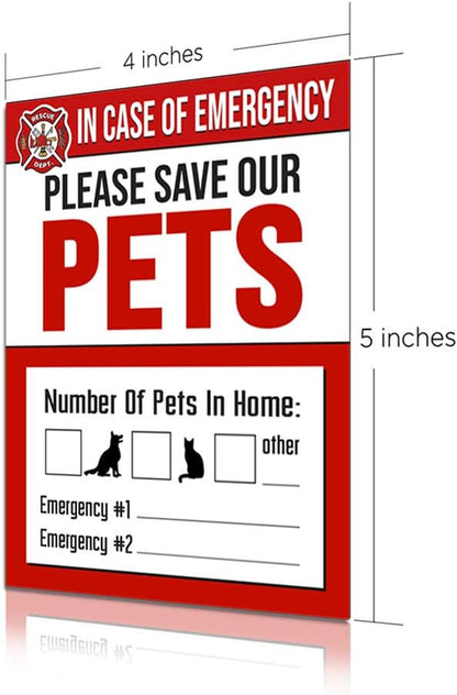 IT'S a SKIN Pet Rescue Sticker Fire Safety - Window Sticker - save Our Pets Emergency Pet Window Decal - Dog Cat Pet Durable Laminate 4X5-4 Pack