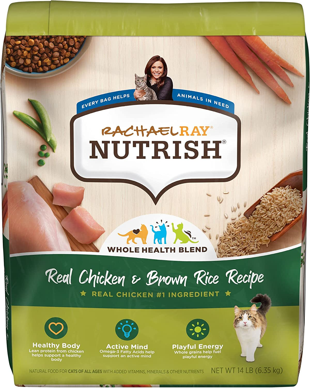 Rachael Ray Nutrish Premium Natural Dry Cat Food, Real Chicken & Brown Rice Recipe, 14 Pounds (Packaging May Vary)