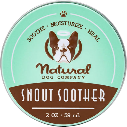 Natural Dog Company Snout Soother - Dog Nose Balm, 2 Oz. Tin, Dog Balm for Paws and Nose, Moisturizes & Soothes Dry Cracked Noses, Plant Based Nose Cream for Dogs