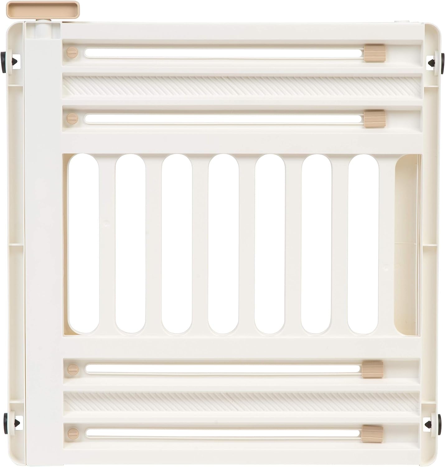 IRIS USA 24"-39" Portable Expandable Pet Gate, Adjustable Pet Barrier for Puppy Small Dog Fits Most Doorways Easy Twist-To-Lock Feature Heavy-Duty Molded Plastic 25" Tall, White