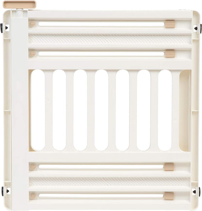 IRIS USA 24"-39" Portable Expandable Pet Gate, Adjustable Pet Barrier for Puppy Small Dog Fits Most Doorways Easy Twist-To-Lock Feature Heavy-Duty Molded Plastic 25" Tall, White
