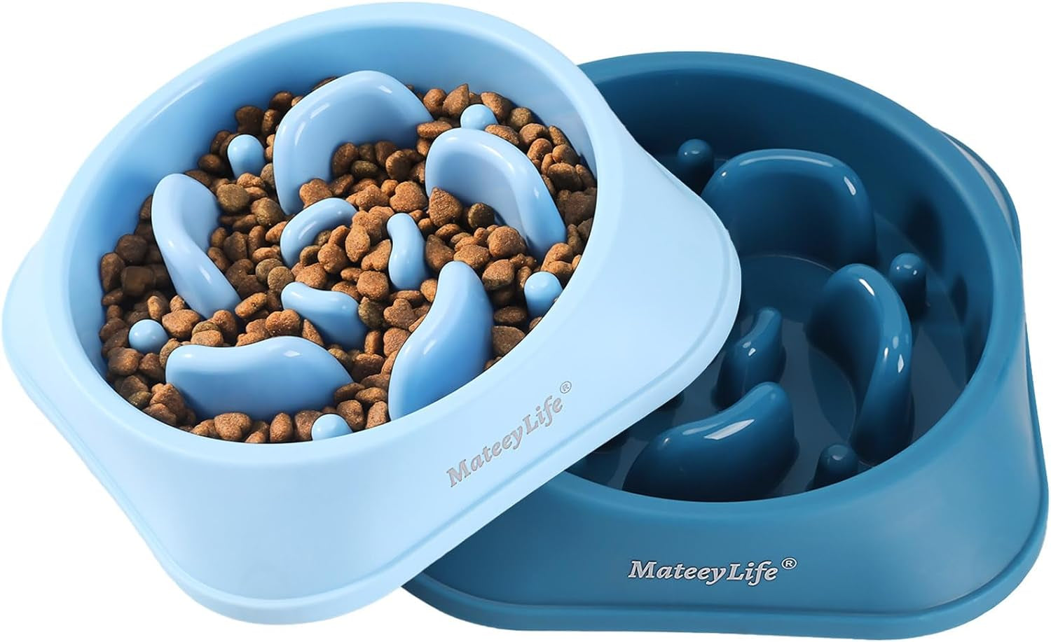 Mateeylife Large Slow Feeder Dog Bowls, Anti-Choking Puzzle Dog Food Bowls, Non Slip Interactive Dog Feeding Bowls Slow down Eating, Bloat Stop Maze Dog Dishes Dog Feeder for Large Breeds Darkblue