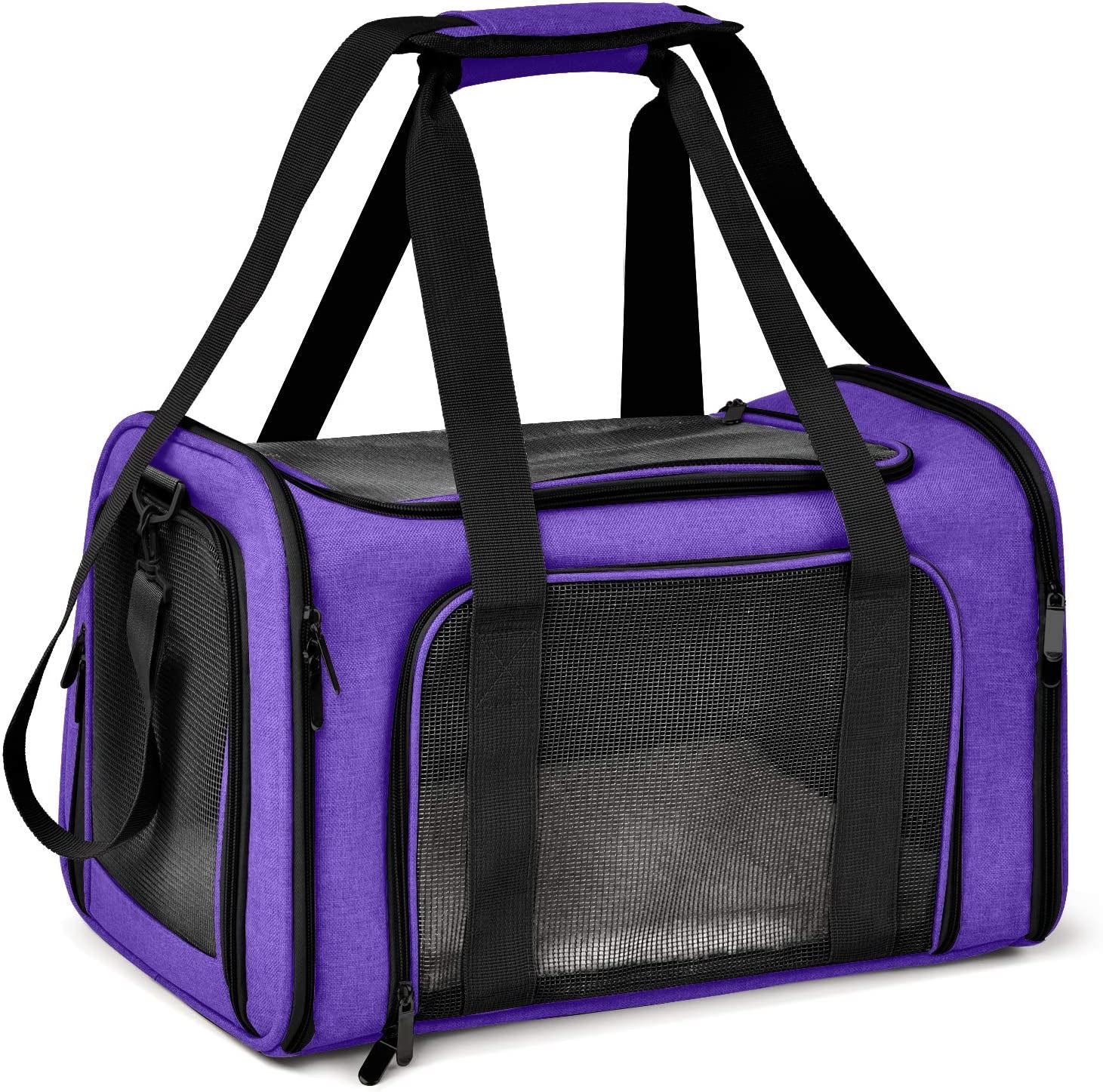 Henkelion Pet Carrier for Small Medium Cats Dogs Puppies up to 15 Lbs, Airline Approved Small Dog Carrier Soft Sided, Collapsible Travel Puppy Carrier - Purple