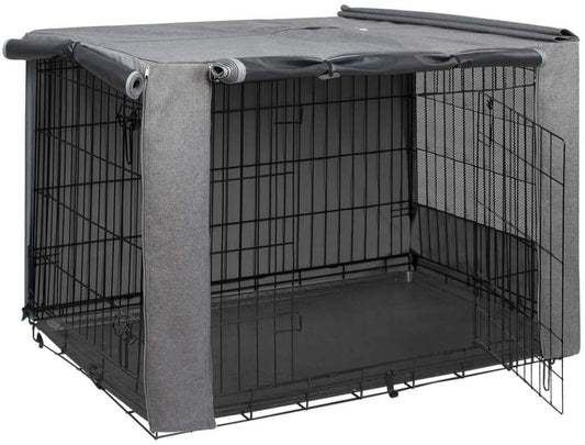 Hicaptain Folding Metal Dog Crate Cover for 42 Inch Wire Pet Cage(Two-Tone Gray)