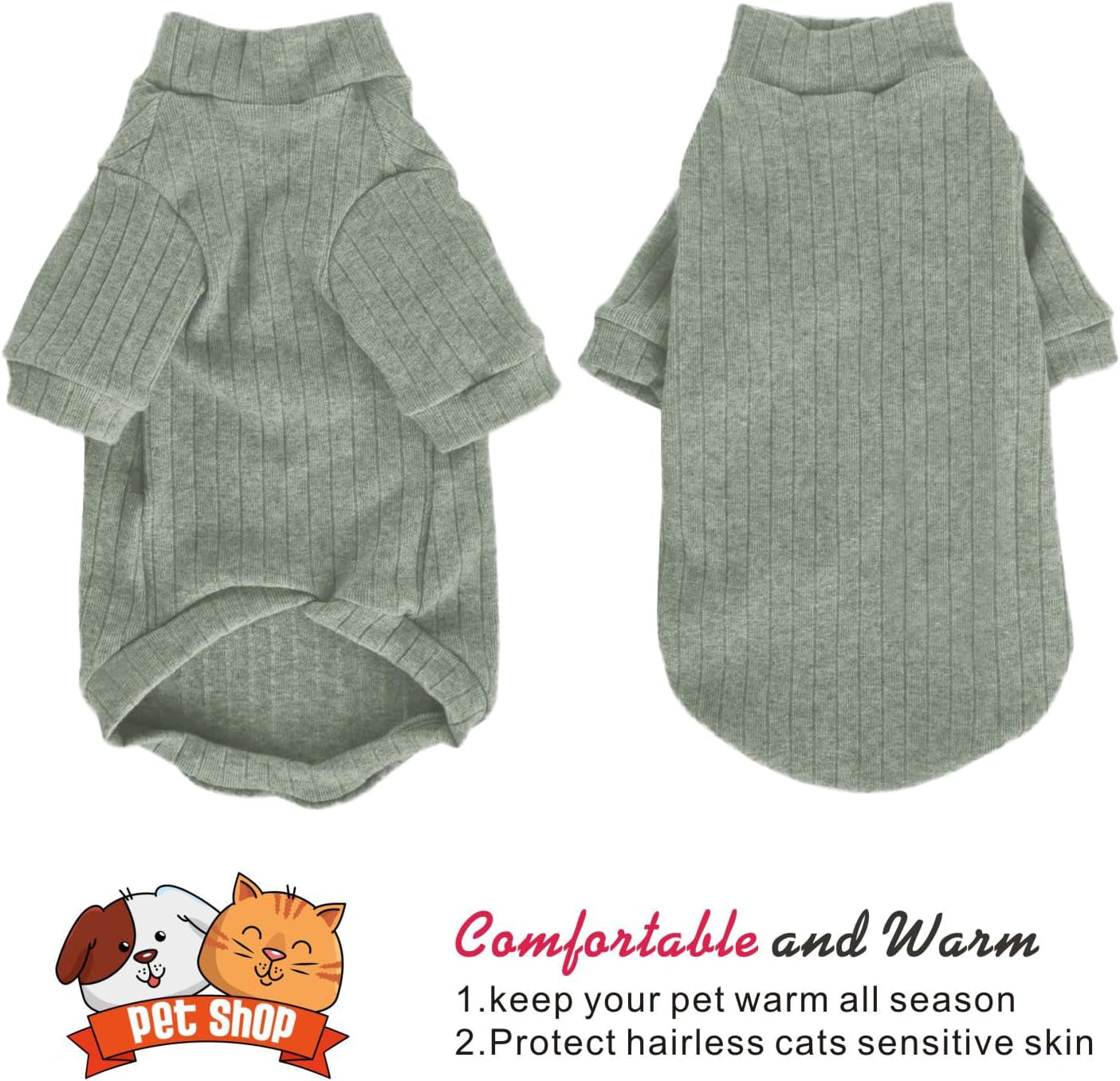 Idepet Sphynx Hairless Cats Sweater Shirt Kitten Soft Puppy Clothes Pullover Cute Cat Pajamas Jumpsuit Cotton Apparel Pet Winter Turtleneck for Cats and Teacup Chihuahua Small Dogs(Pink,M)