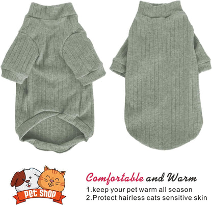 Idepet Sphynx Hairless Cats Sweater Shirt Kitten Soft Puppy Clothes Pullover Cute Cat Pajamas Jumpsuit Cotton Apparel Pet Winter Turtleneck for Cats and Teacup Chihuahua Small Dogs(Pink,M)