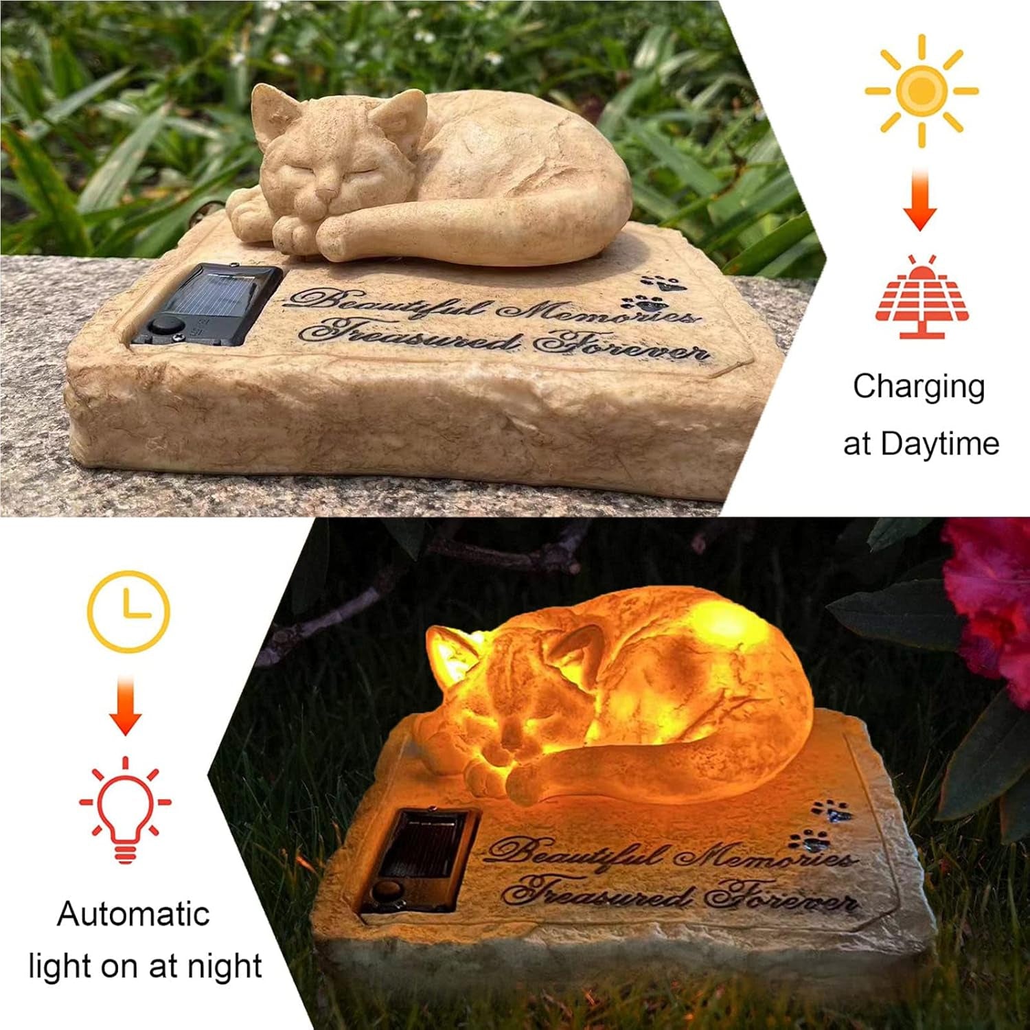 Dog Pet Memorial Stones with Wind Chimes Paw Print Pet Garden Stones Heart Shaped Cat & Dog Grave Markers Gifts Loss of Pet Sympathy Gifts