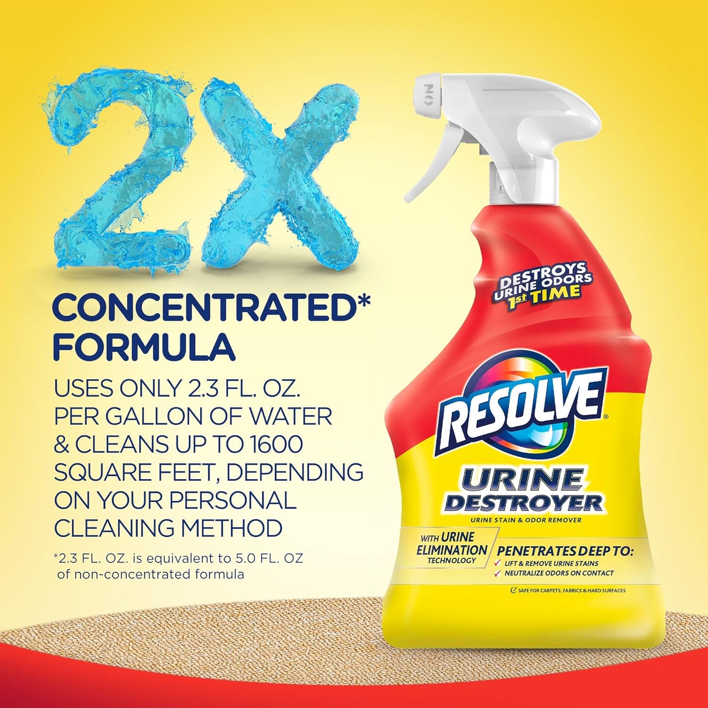 Resolve Urine Destroyer Pet Urine Stain and Odor Remover Spray, 32Oz, 2 Count