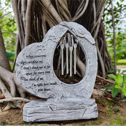 Paw Prints Dog Memorial Stones Pet Memorial Stones with Wind Chimes, Loss of Dog Sympathy Gifts Pet Memorial Gifts Dog Memorial Gifts, Pet Dog Headstone Grave Markers for Garden Backyard Patio or Lawn