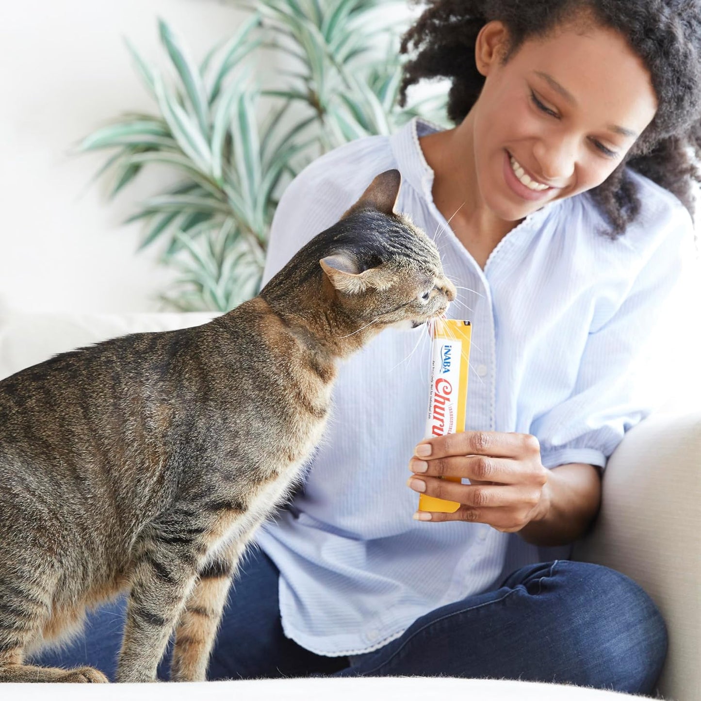 INABA Churu Cat Treats, Grain-Free, Lickable, Squeezable Creamy Purée Cat Treat/Topper with Vitamin E & Taurine, 0.5 Ounces Each Tube, 24 Tubes (4 per Pack), Tuna Recipe