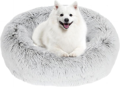 JOLLYVOGUE Xx-Large Calming Donut Dog Bed, Anti-Anxiety Washable round Bed, Fluffy Dog Cuddler Bed, Cozy Dog Cat Cushion Bed for Xx-Large Dog (36")