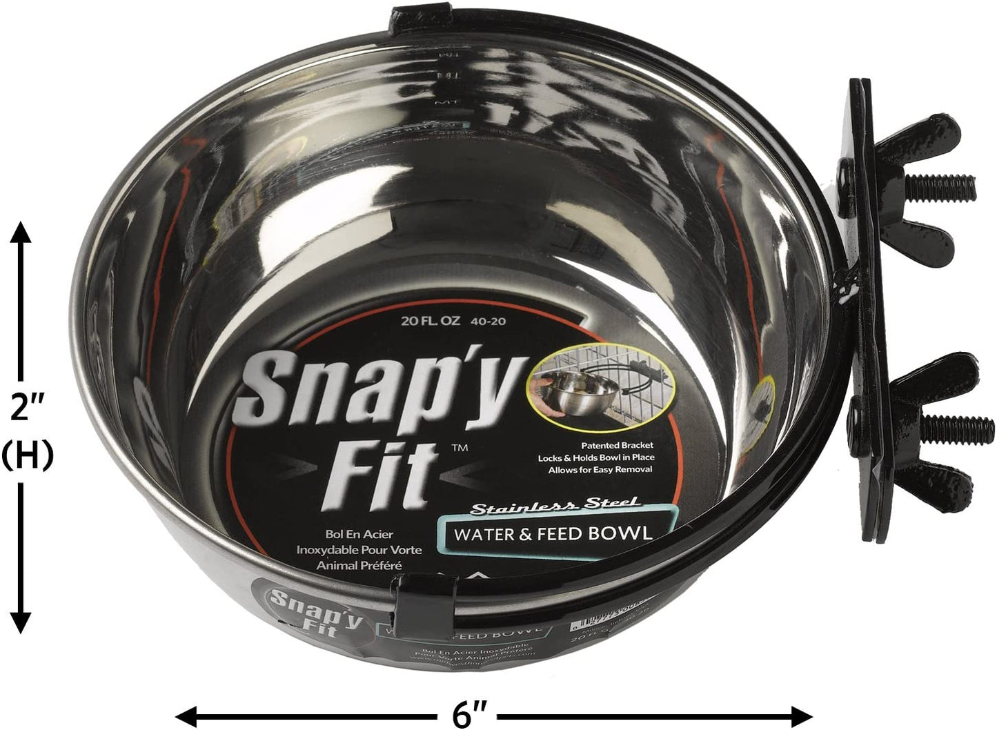 Midwest Homes for Pets Snap'Y Fit Stainless Steel Food Bowl / Pet Bowl, 1 Qt. for Dogs & Cats, Silver