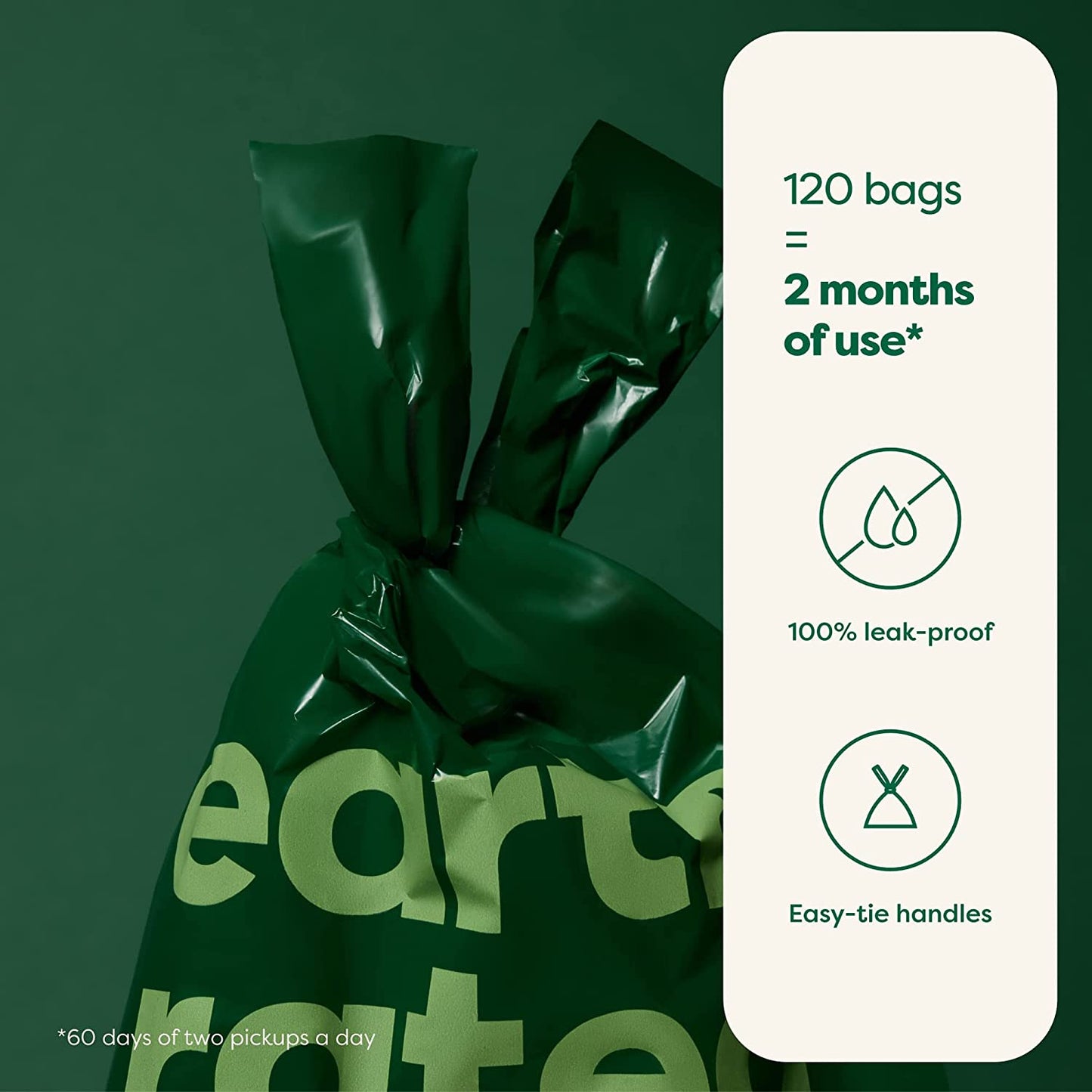 Earth Rated Dog Poop Bags with Handles, Extra Wide, Easy Tie and Guaranteed Leakproof, Lavender Scented, 120 Handle Bags