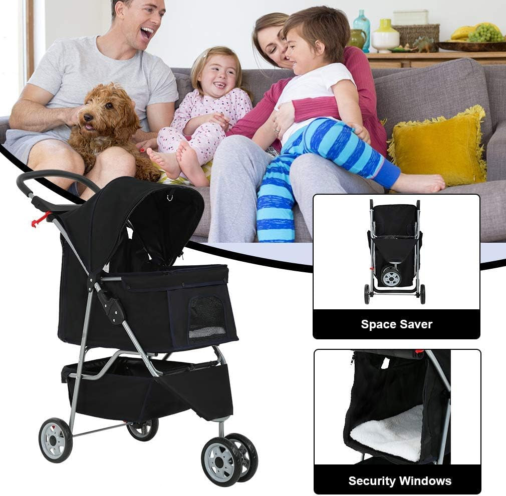 Bestpet Pet Stroller Cat Dog Cage 3 Wheels Stroller Travel Folding Carrier