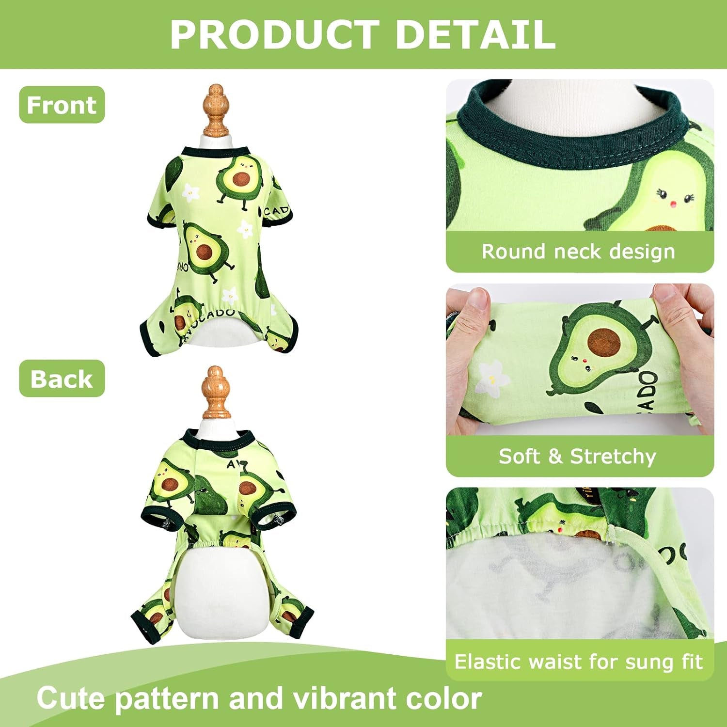 Dog Pajamas Pjs Spring Summer Dog Clothes for Small Dogs Girl - Boy - Medium Size Dogs, Soft Stretchy Puppy Clothes Doggie Onesies Cat Pet Jammies Outfit (Avocado Green, Small)