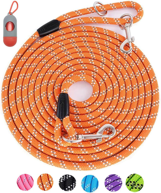 Long Dog Leash for Dog Training 20FT, Heavy Duty Dog Lead for Large Medium Small Dogs outside Walking, Playing, Camping, or Yard,Orange