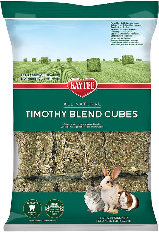 Kaytee Timothy Hay Blend Cubes for Pet Rabbits, Guinea Pigs, Chinchillas, and Other Small Animals, 1 Pound