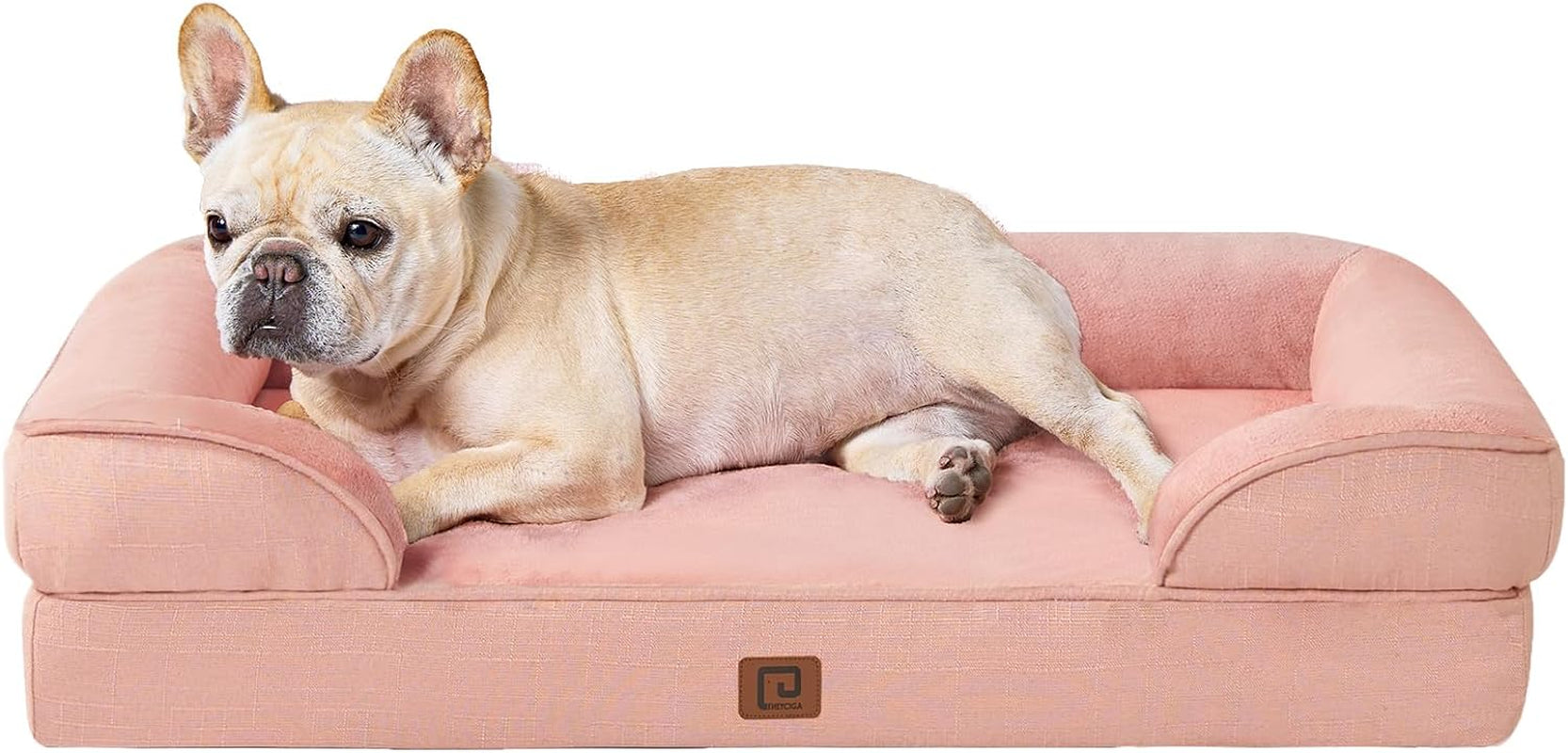 EHEYCIGA Orthopedic Dog Bed for Medium Dogs, Waterproof Memory Foam Medium Dog Beds with Sides, Non-Slip Bottom and Egg-Crate Foam Medium Dog Couch Bed with Washable Removable Cover, Dusty Pink