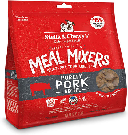 Stella & Chewy'S Freeze Dried Raw Purely Pork Meal Mixer – Dog Food Topper for Small & Large Breeds – Grain Free, Protein Rich Recipe – 18 Oz Bag