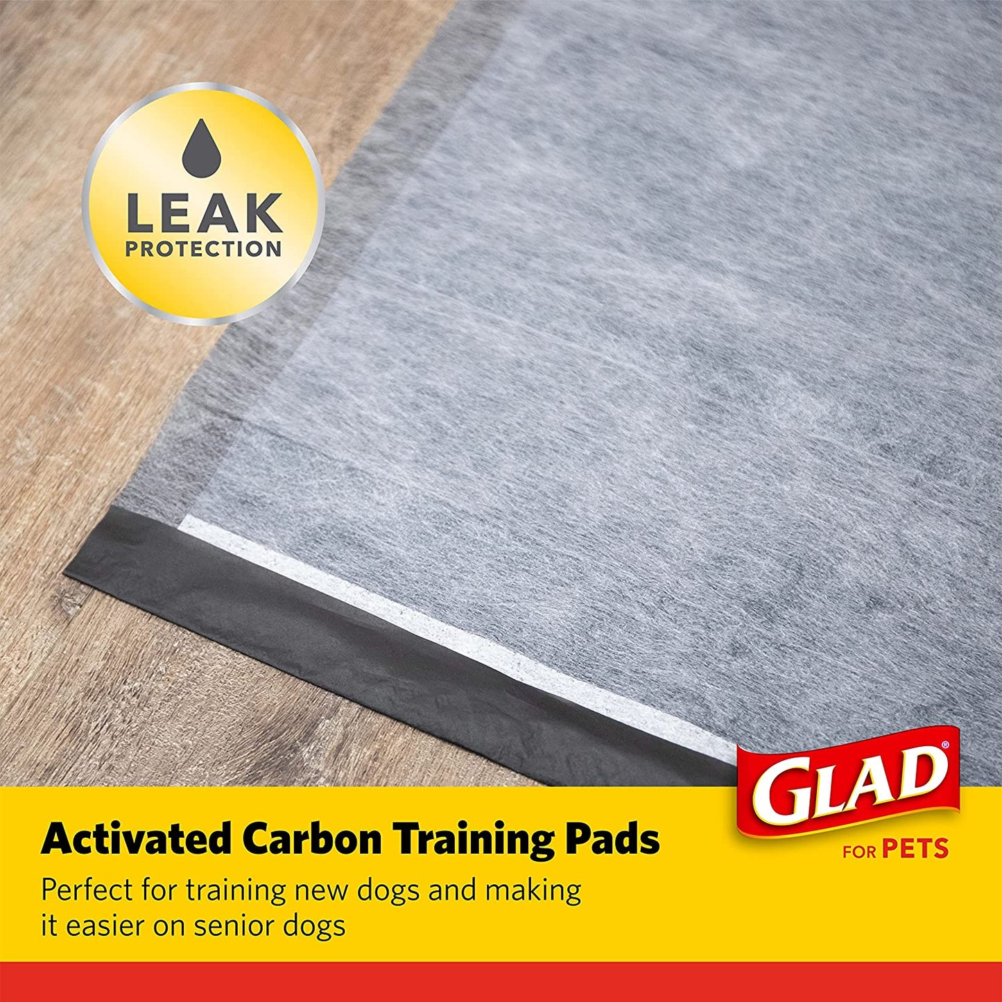 Glad for Pets Heavy Duty Activated Carbon Training Pads, 24" X 24" 100Ct | Ultra Absorbent Training Pads - Absorbs 50% More than Standard Pad in Same Size; Heavy Duty Puppy Potty Training Pads