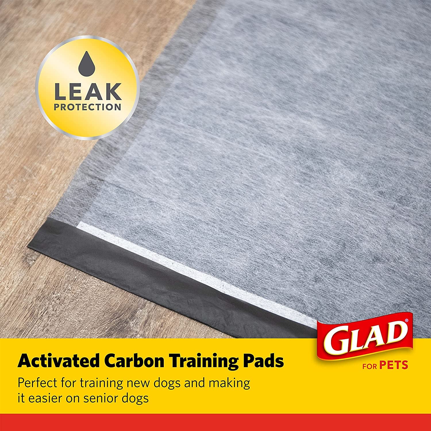 Glad for Pets Heavy Duty Activated Carbon Training Pads, 24" X 24" 100Ct | Ultra Absorbent Training Pads - Absorbs 50% More than Standard Pad in Same Size; Heavy Duty Puppy Potty Training Pads
