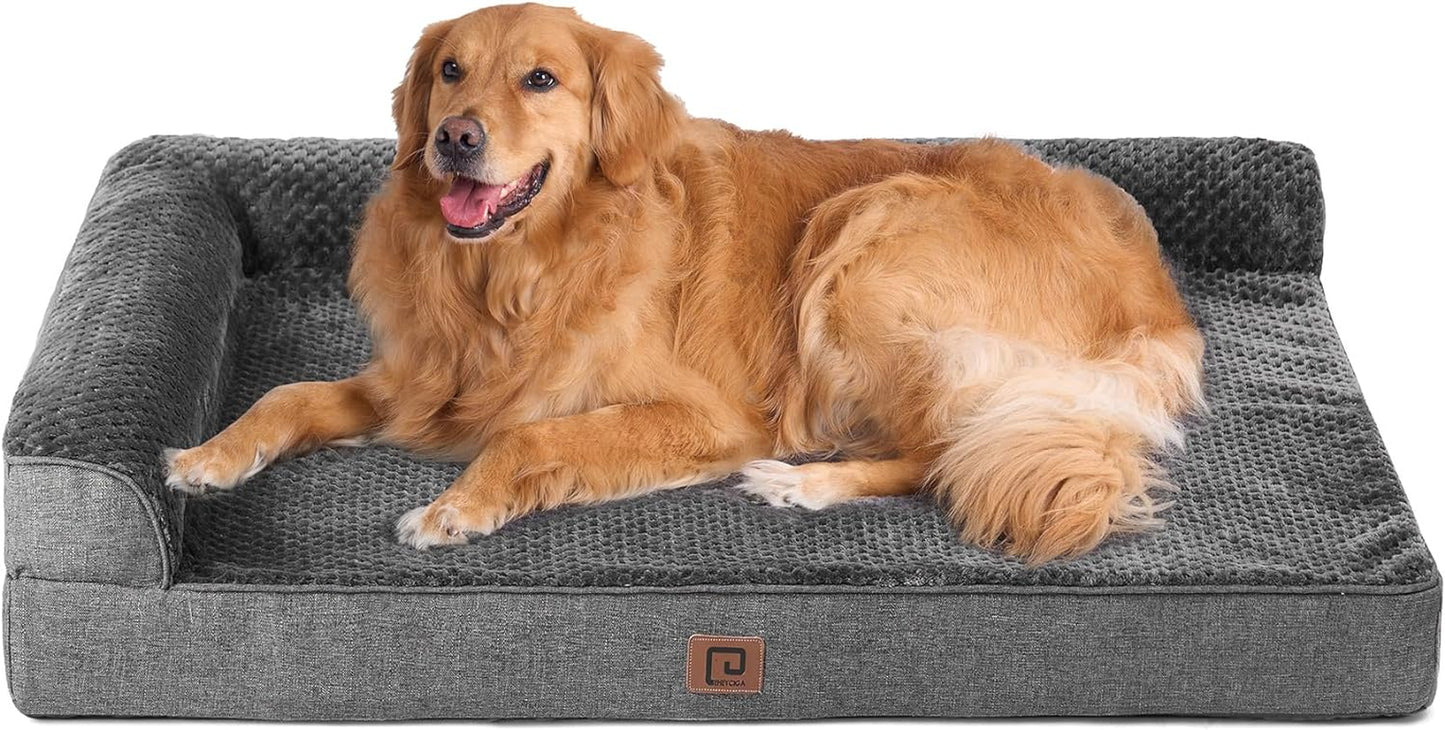 EHEYCIGA Memory Foam Orthopedic XL Dog Bed, Washable Dog Bed with Waterproof Lining Removable Cover, Extra Large Dog Bed Sofa with Nonskid Bottom Xlarge Pet Couch Bed, 44X32 Inches, Dark Grey