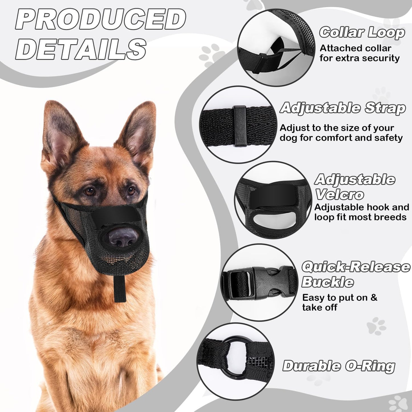 Dog Muzzle, Soft Air Mesh Muzzle for Small Medium Large Dogs anti Biting Barking Chewing Scavenging, Breathable Adjustable Loop Pets Muzzle with Front Opening Design Allows Panting Drinking (Black, L)