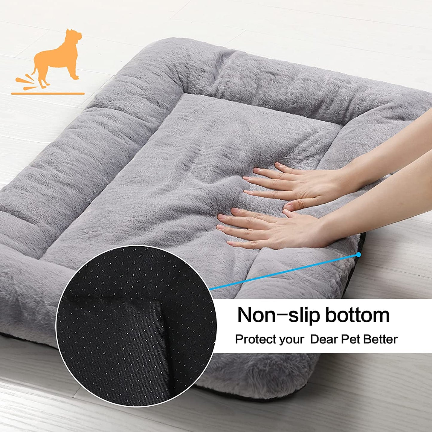 Dog Beds Crate Pad for Extra Large Dogs Fit Metal Dog Crates,Ultra Soft Dog Crate Bed Washable & Anti-Slip Kennel Pad for Dogs Cozy Sleeping Mat,Cream 48Inch